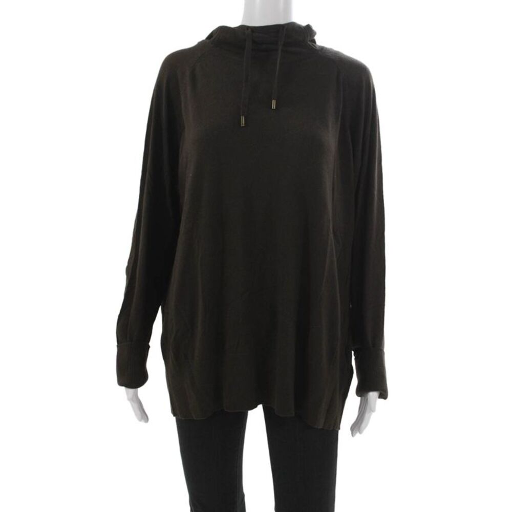 Anatomie Womens Brown Cotton Cowl Neck Pullover Long Sleeve Size L